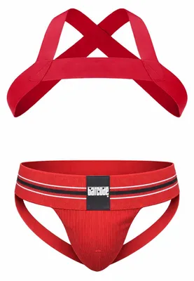 Immagine prodotto di Barcode Berlin - Intimo da Uomo Sospensorio - Multipack 1x Boris Jockstrap + 1x Harness Matt Red - Taglia L
