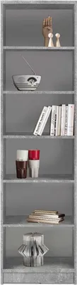 Produktbild von Bücherregal - Betondekor - Weiß - 54 x 198 cm - 1 fester Boden - 4 Einlegeböden