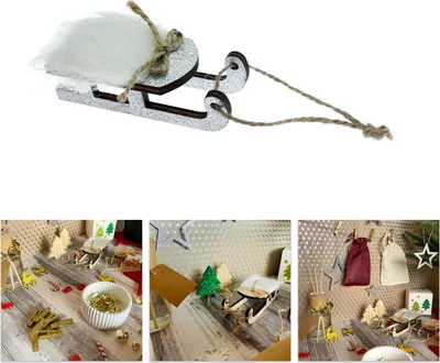 Produktbild von Oblique Unique Deko Schlitten aus Echtholz als Tischdeko Dekoration für Weihnachten Kinder zum Basteln - silber