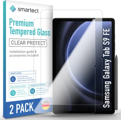 Produktbild von smartect Schutzglas Klar für Samsung Galaxy Tab S9 FE, 2 Stück