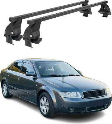 Image de Barres de toit transversales Menabo pour Audi A4 B6 B7 Berline 2000-2008 Noir 2x