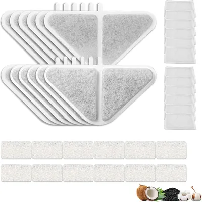 Produktbild von C-U 12 Pack katzenbrunnen Filter Sets für SIBAYS 235oz 1.8GAL 7L Trinkbrunnen,5 Schichten Filtration System,Kokosnuss-Schale Aktivkohle und PP Baumwolle【Filter&Schwamm&Filtersack】