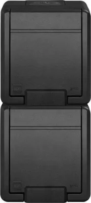 Produktbild von ELEKTRO-PLAST | Doppelsteckdose 2x2p+z - IP55 - Anthrazit - UV-beständig - hermetische Konstruktion