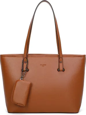 Immagine prodotto di Borsa shopper da donna con cerniera - Formato A4 - Marrone - Borsa per la scuola e il lavoro