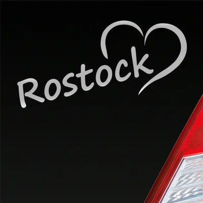 Produktbild von Auto Aufkleber Rostock Herz Stadt City Love Liebe Heimat 18,5x8 cm Silber Sticker Heckscheibenaufkleber