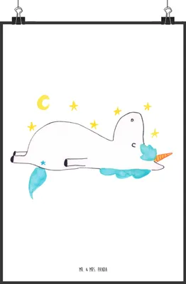 Produktbild von Mr. & Mrs. Panda Bild Einhorn Sternenhimmel DIN A0 - Weiß - Geschenk, Sterne, Verrückt, wanddeko, drucke, Unicorn, Wandbild, grafikposter, Einhörner, Posterdruck