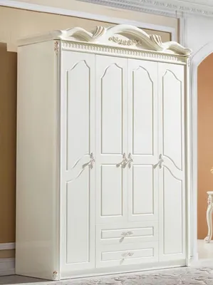 Produktbild von Klassischer Kleiderschrank Schrank Weiß Schränke Schlafzimmer Holz Neu