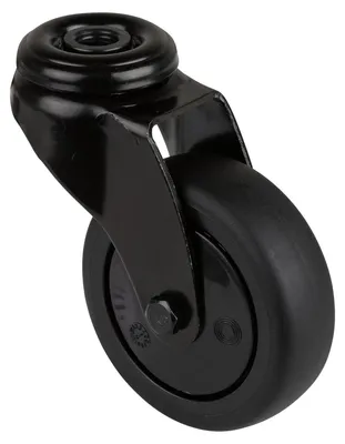 Produktbild von Lenkrolle D.75mm Trgf.75kg m.Rückenloch Ku.Kugell.Gum.schwarz BS ROLLEN