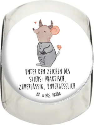 Produktbild von Mr. & Mrs. Panda Frischhaltedose Stier Astrologie L 870ml - Weiß - Geschenk, Geburtstagsgeschenk, Aufbewahrungsdose, Teedose, Sternzeichen, schraubglas, Tierkreiszeichen