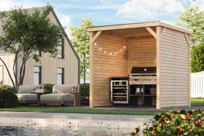 Produktbild von Karibu Holzpavillon Grillpavillon Grillküchenunterstand Mülltonnenunterstand Fahrradunterstand COBUS 231x231x243cm