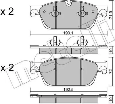 Produktbild von METELLI Bremsbeläge Satz Vorne Bremsklötze passend für MERCEDES-BENZ M-Klasse (W166) 22-0967-0