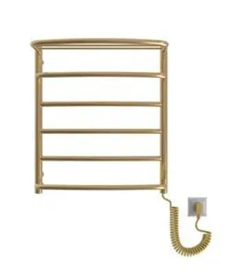 Zdjęcie produktu dla Elektryczny grzejnik łazienkowy z półką 60x53 cm złoty stal nierdzewna timer 3h 105W niewidoczne mocowanie designerski grzejnik łazienkowy