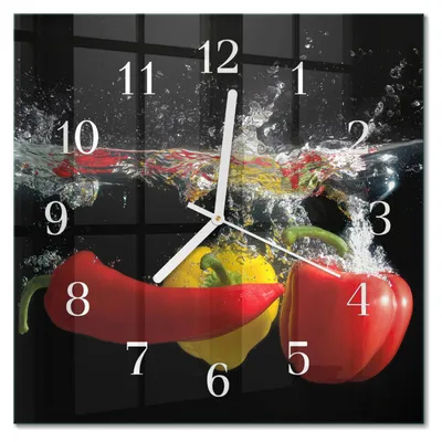 Produktbild von Tulup Glasuhr Wanduhr Küchenuhr Echt-Glas 30x30 cm Modern Dekorativ Geräuschlos Weiße Zeiger - Pfeffer