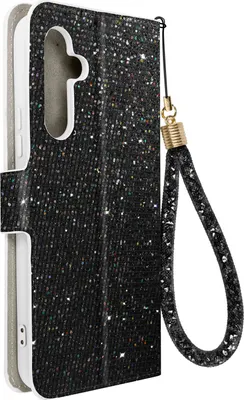 Zdjęcie produktu dla Etui Avizar, brokatowe, typu "disco", z funkcją podstawki, do telefonu Samsung Galaxy A34 5G, kolor czarny