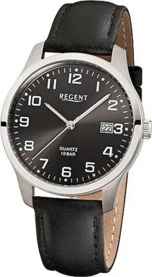 Produktbild von REGENT F-932 Herrenuhr Titan 37 mm Anthrazit 10 BAR Leder