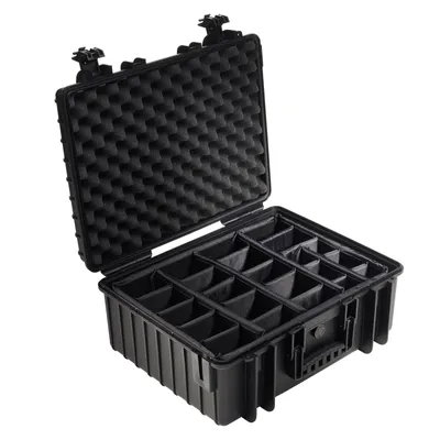 Produktbild von B&W Outdoor Case Type 6000 schwarz mit Facheinteilung