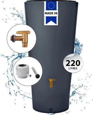 Image de 4rain Réservoir VASO 2en1 220 L, gris graphite incl. robinet de vidange en plastique et raccord de descente