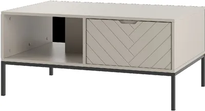 Produktbild von Couchtisch BRIZZI 05 Kaschmir mit Schwarze Metallrahmen Kaffeetisch mit 2 Türen