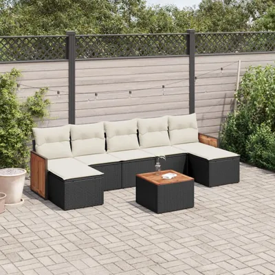 Produktbild von 8-tlg. Garten-Sofagarnitur mit Kissen Schwarz Poly Rattan 3260320