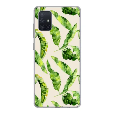 Produktbild von MuchoWow® Handyhülle Schutzhülle Hülle für Samsung Galaxy A71 Blatt - Tropisch - Muster Silikon Softcase Handy Hülle - Kartenbesitzer