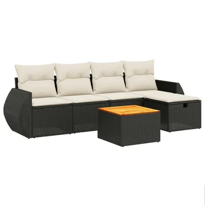 Produktbild von vidaXL 6-tlg. Garten-Sofagarnitur mit Kissen Schwarz Poly Rattan