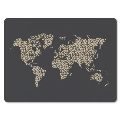 Produktbild von MuchoWow® Mauspad Mousepad Weltkarte - Pantherdruck - Schwarz 23x19 cm - Mousepads - Maus Mat - Pad - Mausunterlage - Schreibtischunterlage - Mauspad