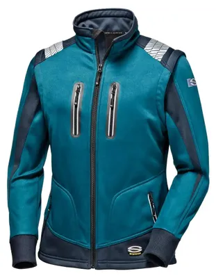 Immagine prodotto di Giacca da lavoro softshell da donna Sir Safety STARFLEX, idrorepellente con maniche staccabili, XS, BLU PETROLIO/BLU
