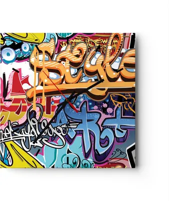 Produktbild von Wanduhr - Quadrat - Glasuhr - Graffiti modern - 40x40cm - Schleichendes Uhrwerk - Lautlos - zum Aufhängen bereit - Dekoration Modern - Wanddekoration aus Glas - C3AC40x40-3578