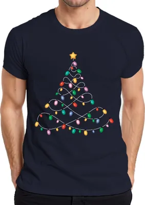 Produktbild von Lichterkette Tannenbaum - Weihnachten Weihnachtsgeschenk Christmas Herren T-Shirt, Navy, L