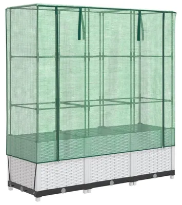 Immagine prodotto di vidaXL Letto rialzato con serra in rattan 120x40x138 cm