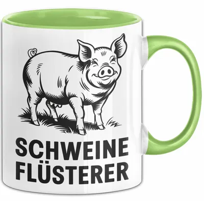Produktbild von Schweinebauer Schweine Tier Tasse Geschenk Lustige Geschenkidee Spruch Schweineflüsterer (Grün)