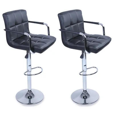 Produktbild von TRESKO® 2er Set Barhocker Schwarz mit Armlehnen Lehne Barstuhl Hocker Tresenhocker