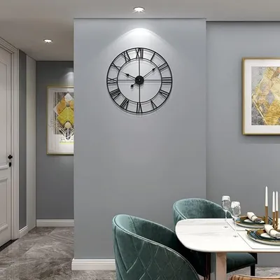 Produktbild von Wanduhr,Metall uhr Große, Stilles Quarzuhrwerk,Dekorative Wanduhr für Wohnzimmer Schlafzimmer,40cm,schwarz rund
