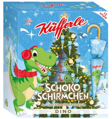 Produktbild von Küfferle Schokoschirmchen Dino 12er