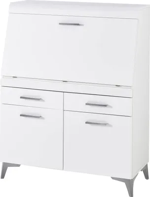 Produktbild von Sekretär SECRET Weiß 98x42x124 cm mit Klappe, Schubladen und Monitorfach 59x20x42 cm