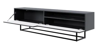 Produktbild von Selsey Veldio - TV-Lowboard mit offenem Fach, schwarz mit Metallgestell, 175 cm