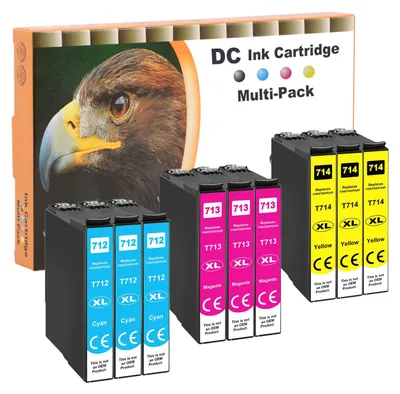 Produktbild von D&C Druckerpatronen Kompatibel für Epson 71 71XL für Epson Stylus B40W BX300F BX310FN BX600FW BX610FW Stylus S21 SX100 SX105 SX110 SX115 SX200 SX205 SX210 SX215 SX218 SX400 DX8450 DX9400 (9-Pack)