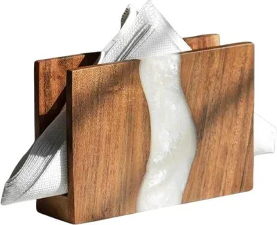 Produktbild von Holztisch mit Ausstellertasche für Tischdekoration und Tafelgestaltung