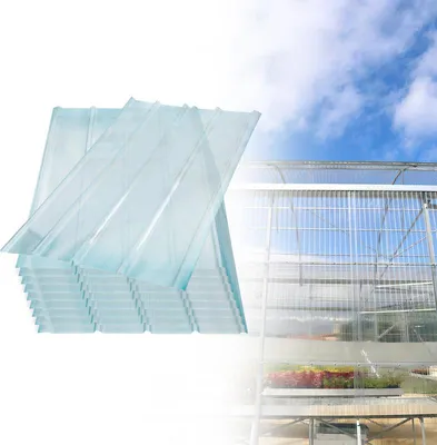 Immagine prodotto di Lastre ondulate Jayseuw, lastre di luce diurna FRP, lastre ondulate chiare, lastre di profilo ondulato trapezoidali, lastre di copertura resistenti al gelo/isolanti, lastre per serre di 2 mm di spessore, taglio di lunghezza possibile (0,9x1,2 m, 10 pz)