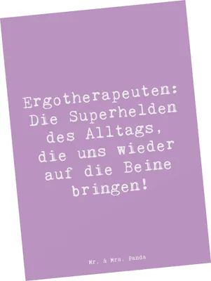Produktbild von Mr. & Mrs. Panda Postkarte Spruch Ergotherapeutin Superhelden - Lavendeltraum - Geschenk, Fotokarte, des Alltags, Berufsalltag, Beruf, Berufe, Ansichtskarte, Berufsliebe