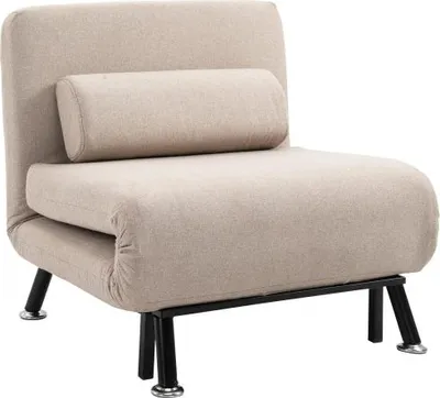 Produktbild von Schlafsessel 75x70x75cm Beige Klappsessel Bettfunktion Rueckenkissen Klappbarer Relaxsessel Leinenoptik Verstellbare Rueckenlehne Belastbar Schlafsofa