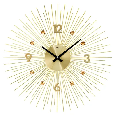 Produktbild von AMS W9611 Wanduhr mit Metallgehäuse in Strahlen-Optik Gold