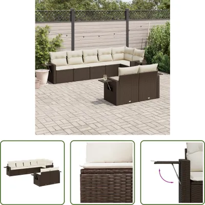 Produktbild von The Living Store 8-tlg. Garten-Sofagarnitur mit Kissen Braun Poly Rattan