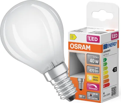 Obrázok produktu pre Žiarovka OSRAM LED Superstar Plus matná E14 so žiarovkou 3,4 W 470 lm teplá biela 2700 K stmievateľná 90 Ra ako 40 W 4058075603196