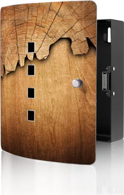 Produktbild von banjado Design Schlüsselkasten aus Edelstahl für 10 Schlüssel, Schlüsselschrank 24 x 21,5 x 7cm groß mit Magnetverschluss, Holz [BWSK 10447]