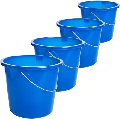 Produktbild von 4er Set Kunststoff Putzeimer mit Metallgriff Wassereimer 5L Eimer blau rund