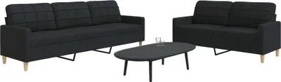 Produktbild von ZMH 2-tlg. Sofagarnitur Schwarz Stoff
