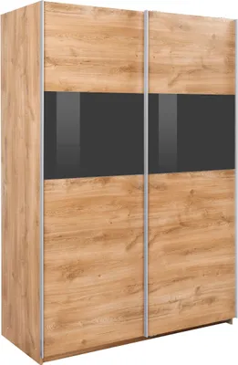 Produktbild von Schwebetürenschrank Bramfeld Kleiderschrank Ausfürung wählbar,Plankeneiche / Grauglas,135x64x198cm