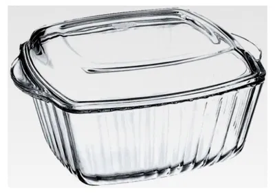 Produktbild von Eckige Auflaufform aus Glas mit Deckel, 2,6L