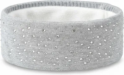 Produktbild von styleBREAKER Stirnband Damen Winter mit Strasssteinen und Fleece Innenfutter | warmes elastisches Feinstrick Haarband gefüttert | Glitzer Headband für kalte Tage